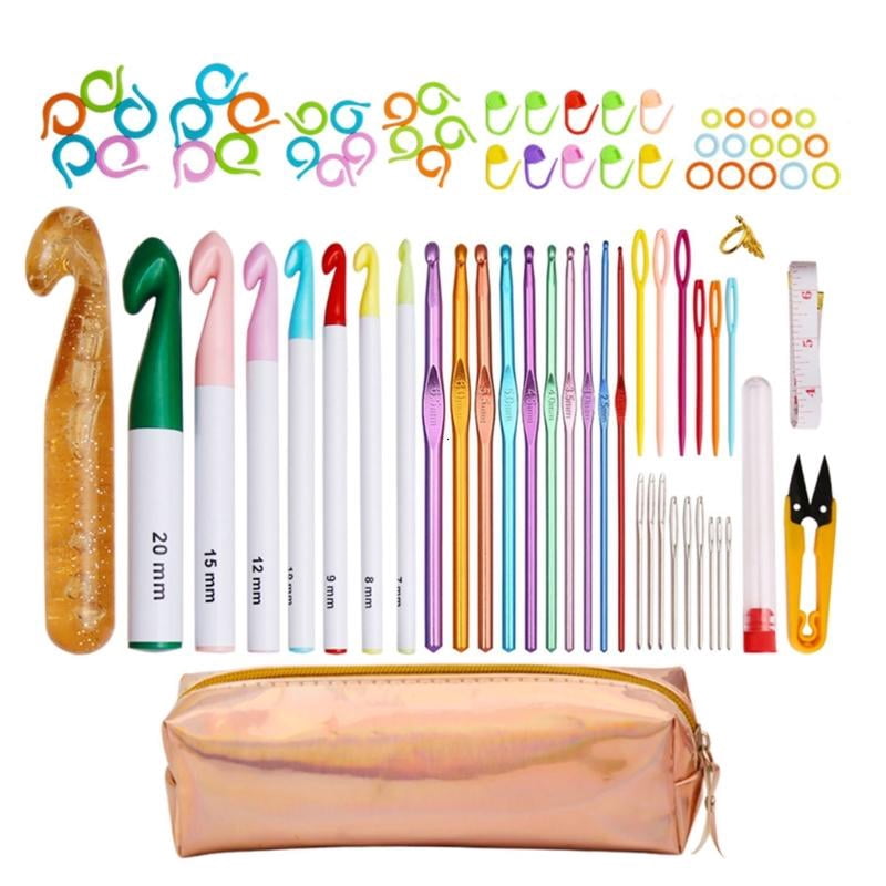 83 Pcs Soft Handles Crochet Set Comfortable Knitting Needles Kit Weaving Tools Ergonomic Crochet Hooks Easy to Use
