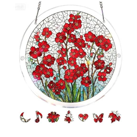 83-Piece Acrylic Jigsaw Puzzle Suncatcher For Window & Garden – 7.4 Inch Stained Glass Style Rainbow Art, DIY Craft Kit, Unique Birthday Gift for Mom, Grandma & Adults