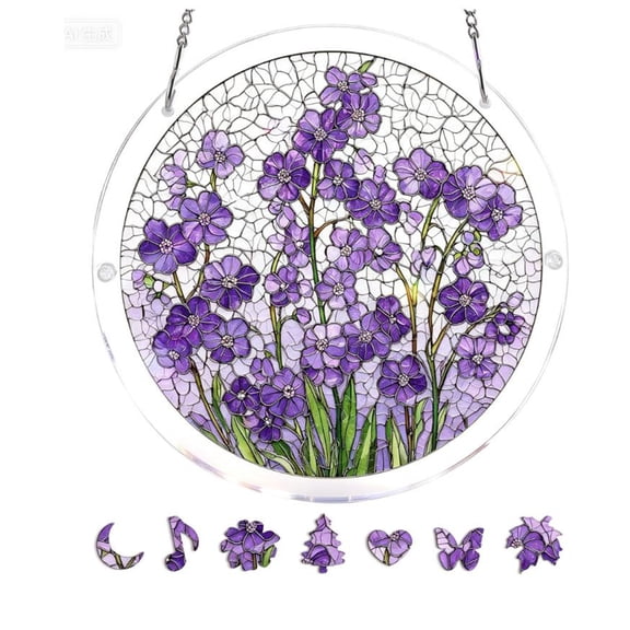 83-Piece Acrylic Jigsaw Puzzle Suncatcher For Window & Garden – 7.4 Inch Stained Glass Style Rainbow Art, DIY Craft Kit, Unique Birthday Gift for Mom, Grandma & Adults