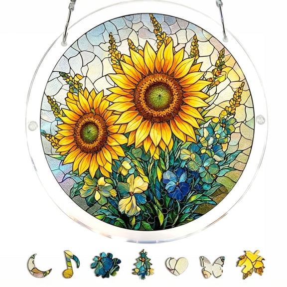 83-Piece Acrylic Suncatcher Puzzle Kit – 7.4 Inch Stained Glass Effect Window Hanging Decor with Colorful Light Projection, Perfect for Garden, Patio & Indoor Decoration