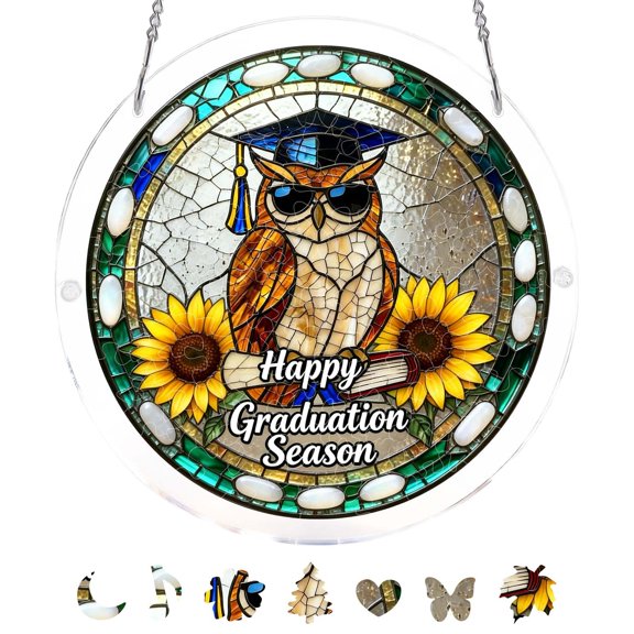 83 Piece DIY Acrylic Puzzle Window Ornament for Graduation Season Featuring Owl Motif That Produces Elegant Stunning Light and Shadow Inside Your Home - Unique To Celebrate