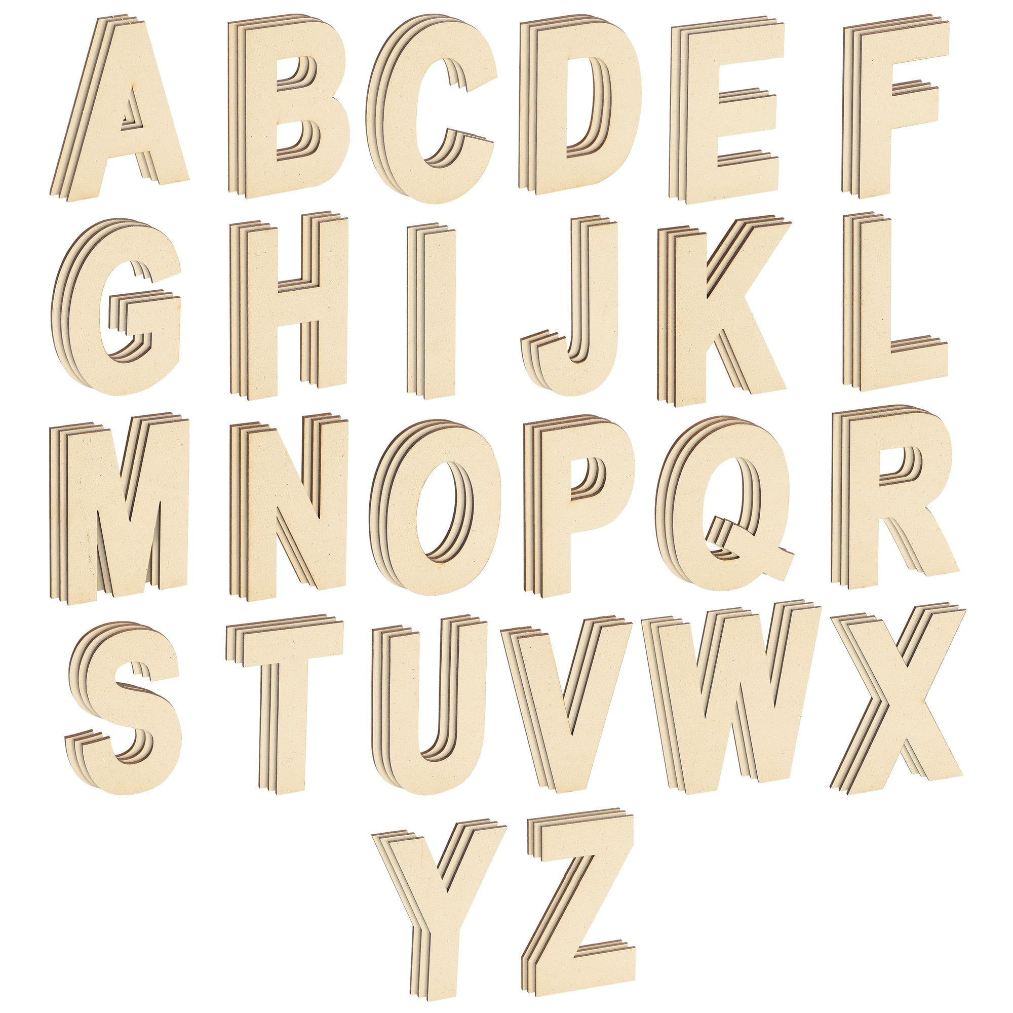 83 Piece Wooden Letters for Crafts, 4-Inch Alphabet Cutouts for DIY Painting, Crafts, Wall Decorations