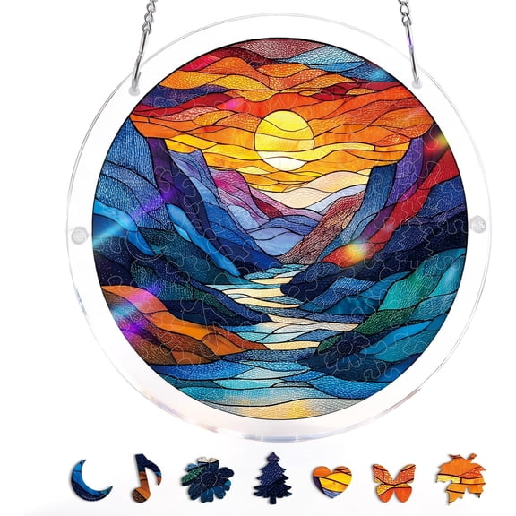 83 Pieces Acrylic Colorful Emerald Flame Hummingbird Suncatcher Puzzle, DIY Window Hanging for Adults Home & Garden Decor, 8.2 Inches (H) (K)