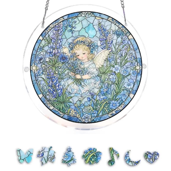 83 Pieces Acrylic Suncatcher Puzzle,Acrylic Suncatcher Puzzle, Stained Glass Decor,DIY Suncatcher Kits,7.4 in
