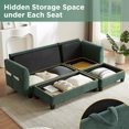thumbnail image 1 of 83" Sectional Sofa L-shaped Sofa, Upholstered Sectional Sofa with Ample Storage Space, Movable Ottoman and Six Throw Pillows, Modular Sectional Sofa for Living Room and Apartment, Green, 1 of 8