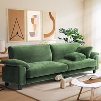 Patbrela 83" Corduroy Sofa, Loveseat Sofa with Extra Deep Seat Couches, Comfy Upholstered Couch for Living Room, No Assembly with 2 Pillows, Green