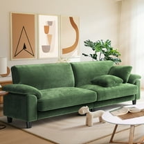 83" Corduroy Sofa,Loveseat Sofa with Extra Deep Seat Couches ,Comfy Upholstered Couch for Living Room,Tool-Free Setup with 2 Pillows,Green