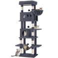 thumbnail image 1 of Cat Tree, 82.6‑Inch Tall Multi‑Level Cat Tower for Indoor Cats with Scratching Posts, Hammock and Pom‑Poms, Dark Gray, 1 of 10