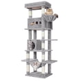 thumbnail image 1 of Hzuaneri Cat Tree, 82.6" Tall Large Multi‑Level Indoor Cat Tower with Scratching Posts, Hammock & Pom Poms, Light Grey, 1 of 9