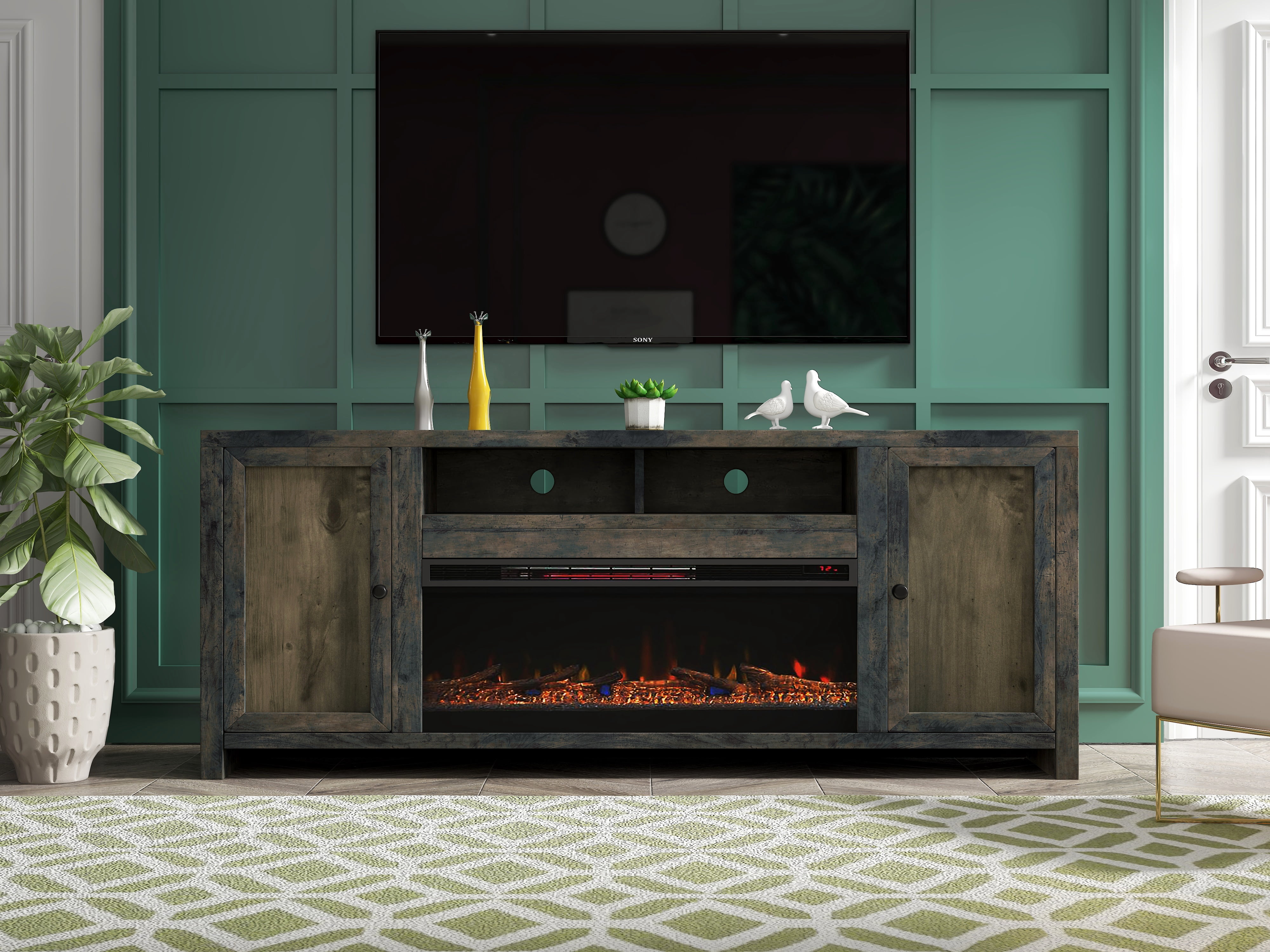 83 inch Electric Fireplace TV Stand for TVs up to 95 inches, Minimal ...