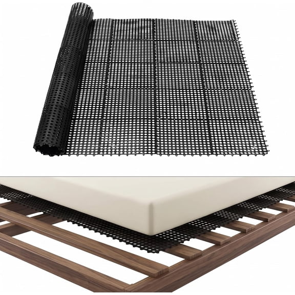 83 x 59 Inch Plastic Mattress Underlay, Interlocking Modular Ventilation Pad, Breathable Under Mattress Support for RV, Camper and Boat Use (Black)