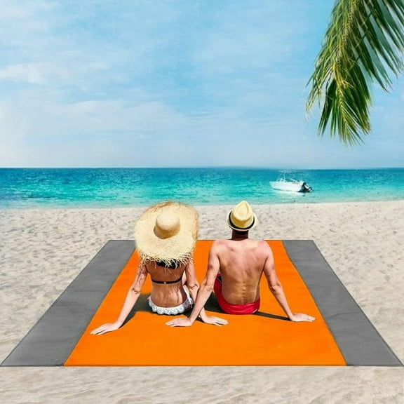 83" x 78" Sandproof Beach Blanket for 7 Adults, Waterproof, Windproof & Tear-Resistant, Lightweight and Portable Outdoor Mat for Camping, Picnics, Hiking, and Travel