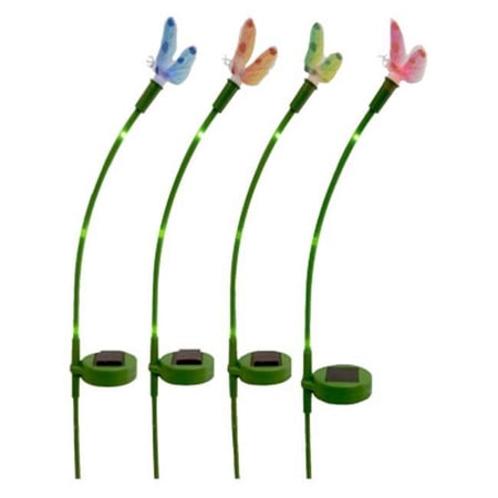 830-1670 Solar LED Fiber Optic Stake Light, Color-Changing Dragonfly - Quantity 12