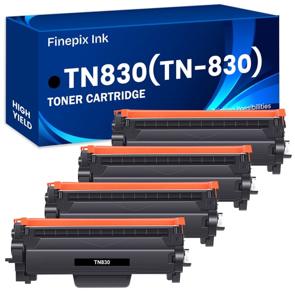 830 830XL High Yield with Chip Toner Cartridge Compatible for Brother 830 TN830 Brother HL-L2400D L2405W L2460DW L2460DWXL L2865DW, DCP-L2640DW, MFC-L2807DW L2820DW L2820DWXL (Black, 4-Pack)