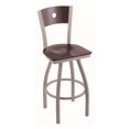 thumbnail image 1 of 830 Voltaire 25" Counter Stool with Anodized Nickel Finish, Dark Cherry Maple Seat, Dark Cherry Maple Back, and 360 swivel, 1 of 2