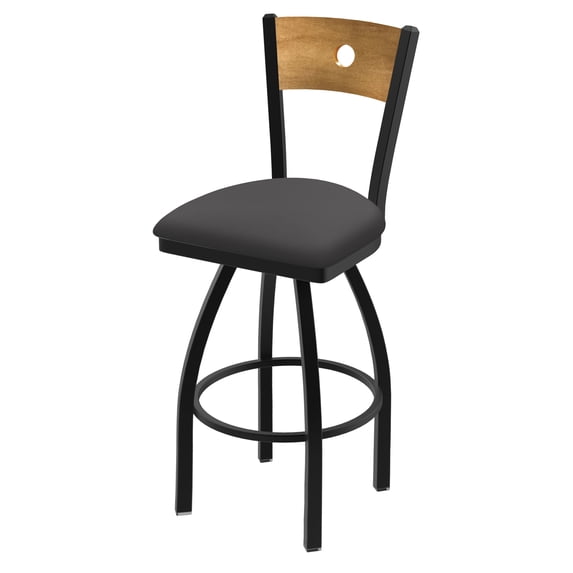 830 Voltaire 25" Swivel Counter Stool with Black Wrinkle Finish, Medium Back and Canter Storm Seat