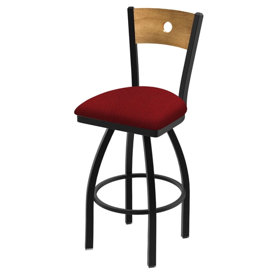 830 Voltaire 25" Swivel Counter Stool with Black Wrinkle Finish, Medium Back and Graph Ruby Seat