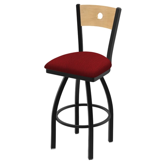 830 Voltaire 25" Swivel Counter Stool with Black Wrinkle Finish, Natural Back and Graph Ruby Seat