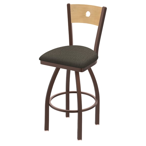 830 Voltaire 25" Swivel Counter Stool with Bronze Finish, Natural Back and Graph Chalice Seat