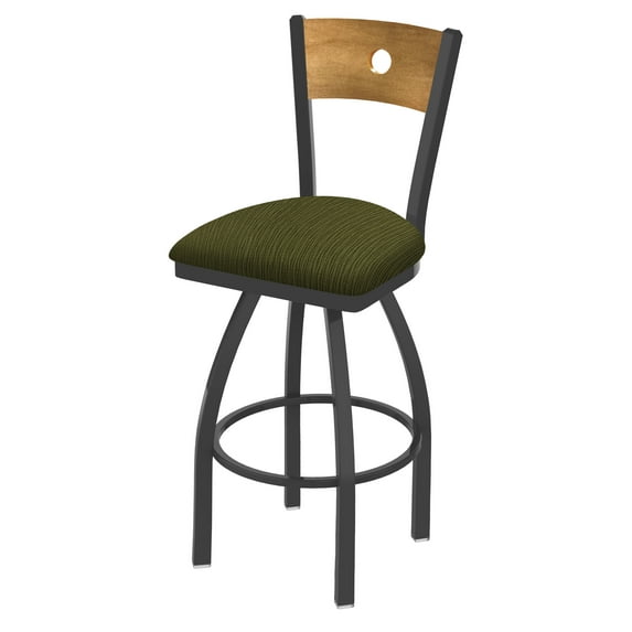 830 Voltaire 25" Swivel Counter Stool with Pewter Finish, Medium Back and Graph Parrot Seat
