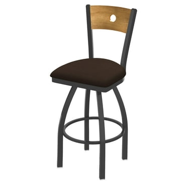 830 Voltaire 25" Swivel Counter Stool with Pewter Finish, Medium Back and Rein Coffee Seat