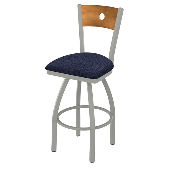 830 Voltaire 30" Swivel Counter Stool with Anodized Nickel Finish, Medium Back and Graph Anchor Seat