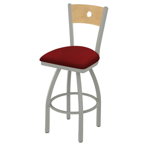 830 Voltaire 30" Swivel Counter Stool with Anodized Nickel Finish, Natural Back and Graph Ruby Seat