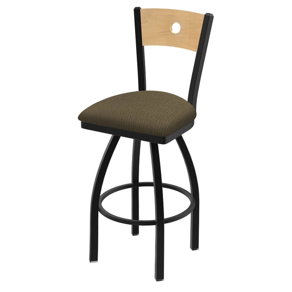 830 Voltaire 30" Swivel Counter Stool with Black Wrinkle Finish, Natural Back and Graph Cork Seat