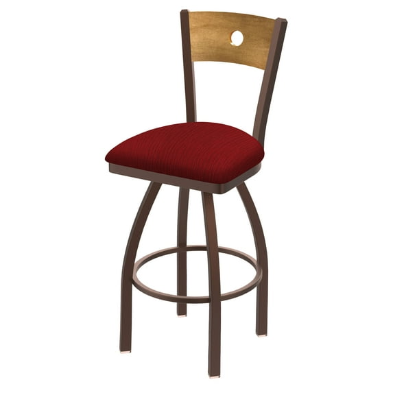830 Voltaire 30" Swivel Counter Stool with Bronze Finish, Medium Back and Graph Ruby Seat