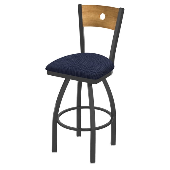 830 Voltaire 30" Swivel Counter Stool with Pewter Finish, Medium Back and Graph Anchor Seat