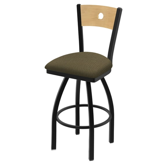 830 Voltaire 36" Swivel Counter Stool with Black Wrinkle Finish, Natural Back, and Graph Cork Seat