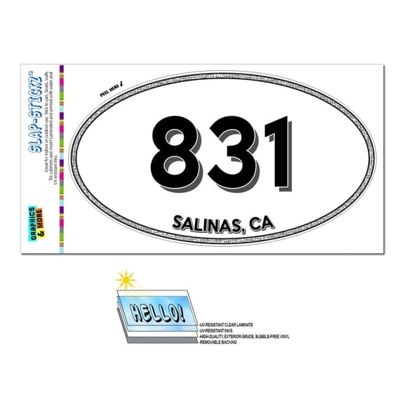 831 - Salinas, CA - California - Oval Area Code Sticker