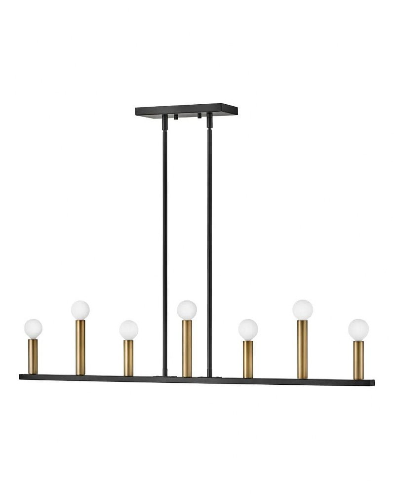 Lazlo Sleek Black and Brass 7-Light Linear Chandelier