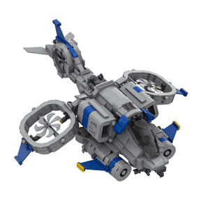 831PCS MOC Sci-Fi Aerospace Vehicle Building Blocks, Detailed Dual-Rotor Gunship Model, Collectible Desktop Display Toy Gift for Sci-Fi and Military Enthusiasts