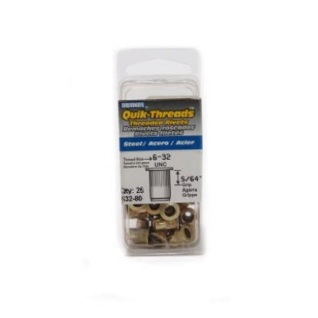 832-80 8-32 Steel Threaded Insert