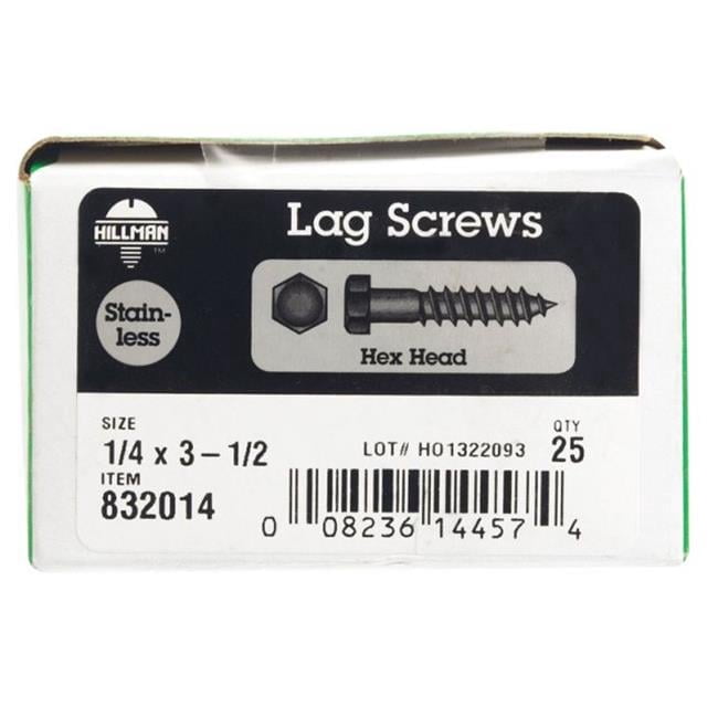 832014 0.25 x 3.5 in. Hex Head Lag Bolt  Stainless Steel