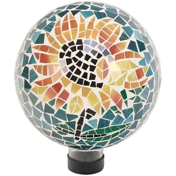 8327 Sunflower Mosaic Gazing Globe Outdoor Dcor for Lawns and Gardens, 10 inches$$Garden &