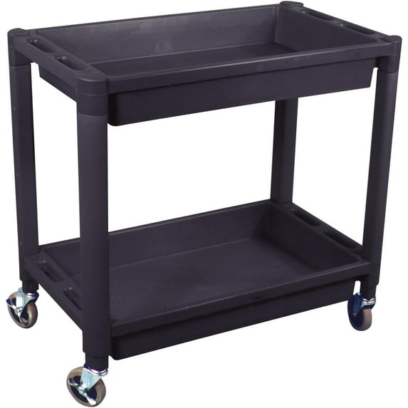 8330 Heavy Duty Plastic 2 Shelf Utility Cart, Black Color