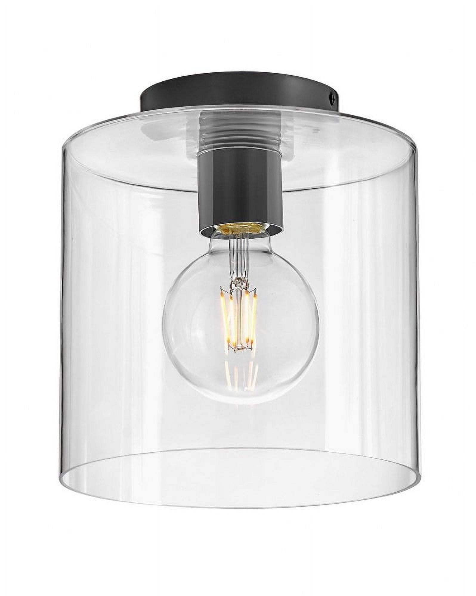 Pippa 8.5" Black and Clear Glass LED Flush Mount