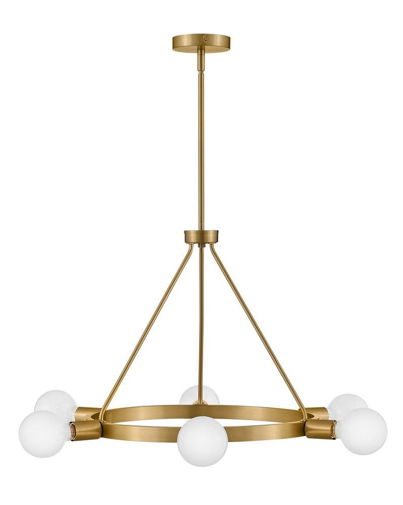 Lark Orla 6-Light Lacquered Brass Chandelier with Adjustable Height