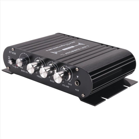 -838 HIFI Amplifier 2.1 Channel Car MP3 Mini Amp AUX Input High and Low Adjustment Super 20Wx2+40W Amplifier