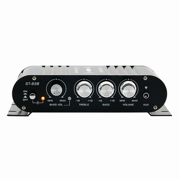 -838 HiFi 2.1 Channel Power Amplifier 80Wx2 Stereo Sound Amp with Subwoofer Output Home Audio Amplifier Black