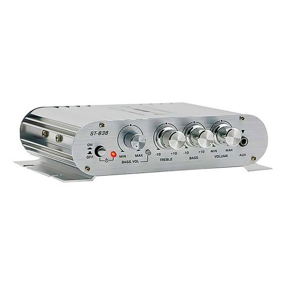 838 HiFi 2.1 Channel Power Amplifier 80Wx2 Stereo Sound Amp with Subwoofer Output Home Audio Amplifier White