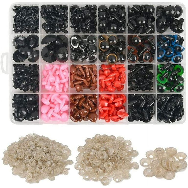 838PCS Colorful Plastic Safety Eyes and Noses with Washers, Craft Doll  Eyes, Black Safety Stuffed Animal Eyes & Nose, Washer Multiple Sizes for  Doll