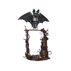 839 Pcs Gothic Mechanical Vampire Bat Building Blocks Set, Convertible Wings & Tree Arch Display Model, Spooky Halloween Desktop Room Decor Gift for Adults