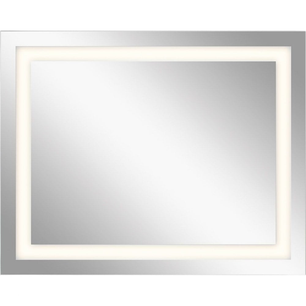 Sleek Silver 32"x40" Rectangular LED Bathroom Mirror with Frosted Edge