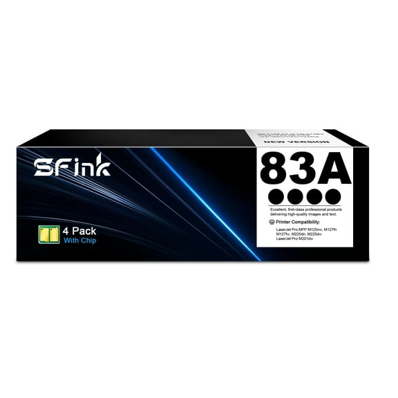 83A Black 4-Pack Toner Cartridge High Yield Compatible for HP 83A CF283A Toner Cartridges for LaserJet Pro M201dw MFP M125nw M127fn M127fw M225dn M225dw Series Printer