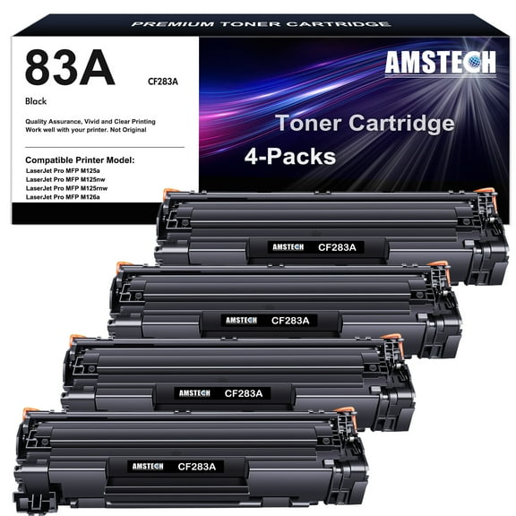 83A CF283A Toner Cartridge Compatible for HP 83A CF283A Toner Laserjet Pro MFP M127fw M127fn M125nw M201dw M201n M225dn M225dw M125a Printer Ink (Black, 4 Pack)