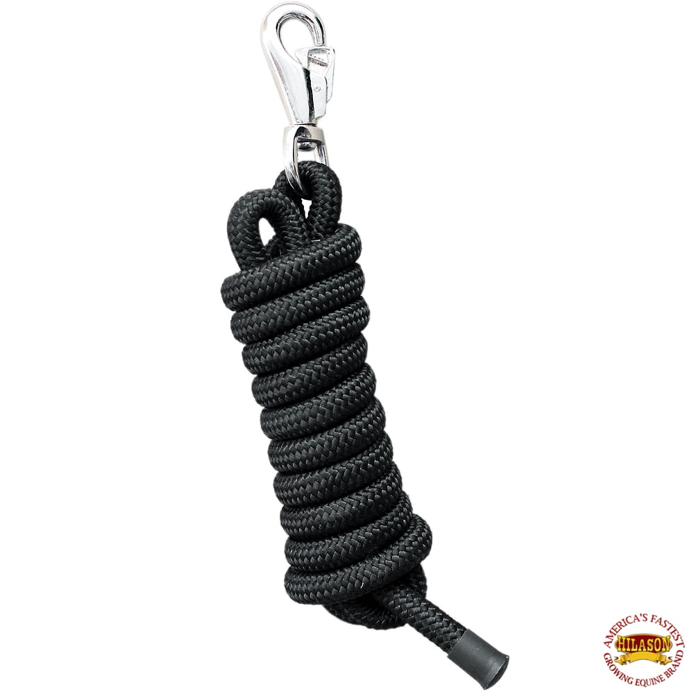 83BH Horse Roping Lead Rope Riding Poly Black 1/4"X8 Ft Snaps