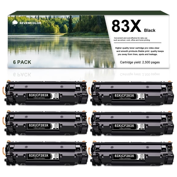 83X Black High-Yield Toner Cartridge-Compatible CF283X Replacement for HP M201 M201dw M201n Printers Toner, 6 Pack